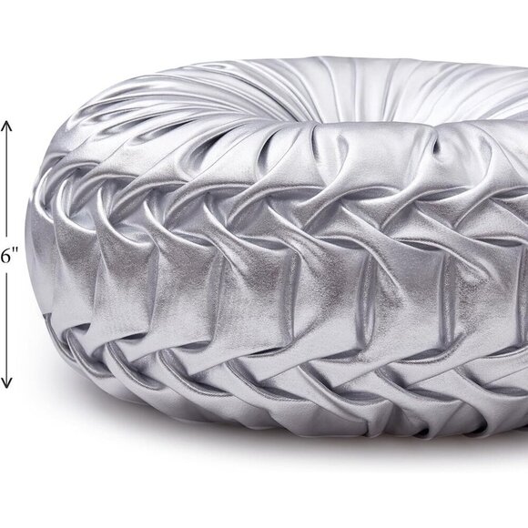 Pumpkin Handmade Metallic Throw Silver Modern Leather Decorative Pillowcases - Picture 3 of 6